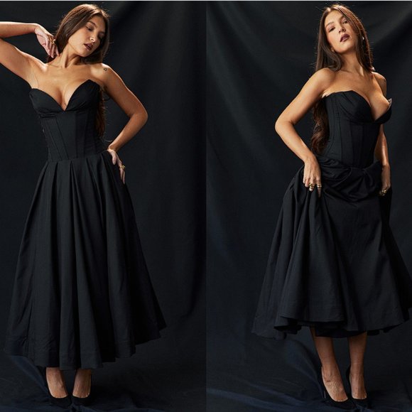 House of CB 'Lady' Black Strapless Midi Dress NWOT - Picture 7 of 17